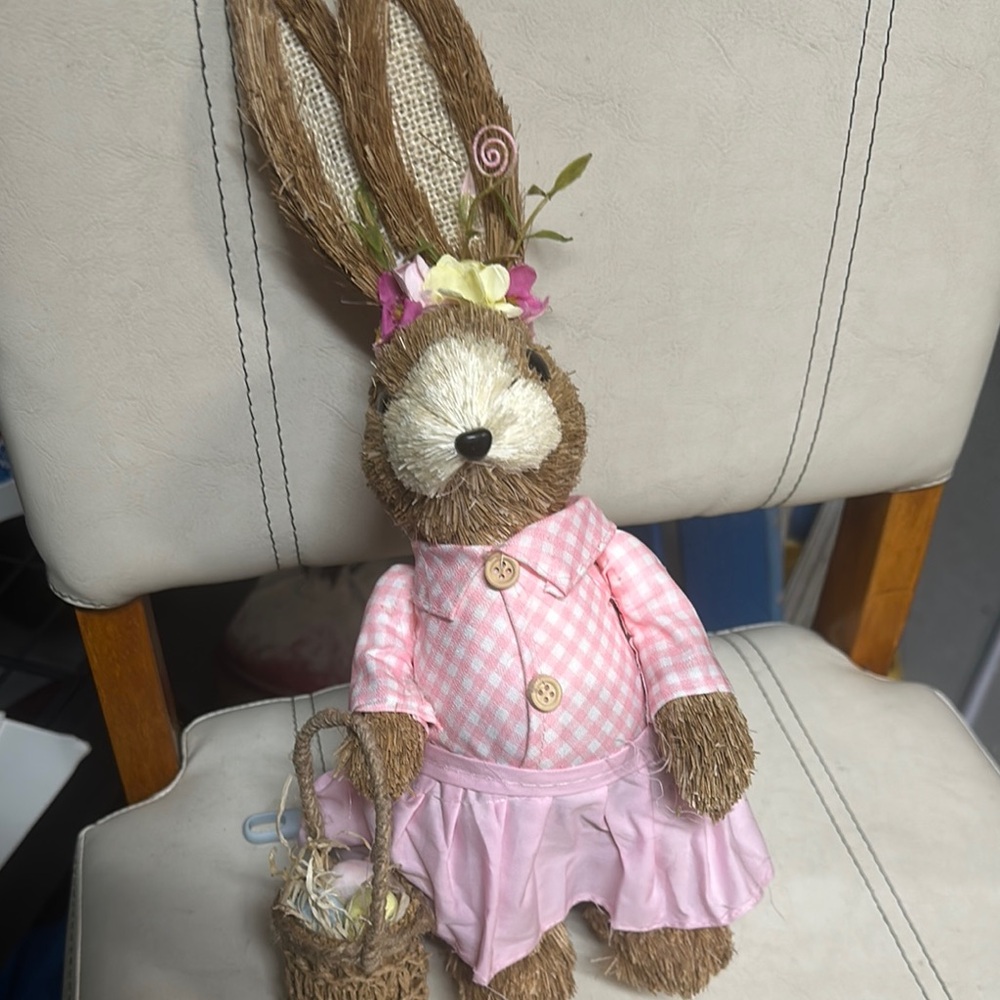 Pink Gingham Bunny Decor